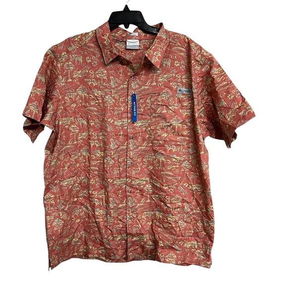 New Mens Columbia PFG Wild Cast Button Front Camp Shirt Active Fit XL - Picture 1 of 7